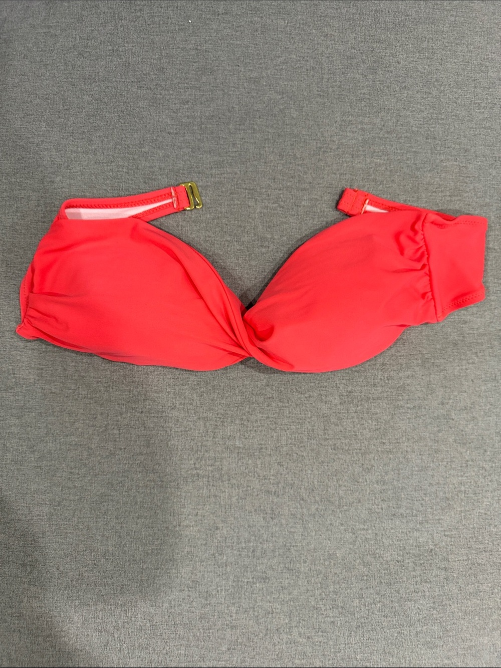 Jessica Simpson Twist-Front Swim Top in Coral Red